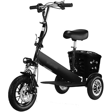 TIMDU 折り畳み式電池電動三輪車、電動シニアカート、軽量、200kgまで