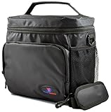 Large Insulated Lunch Bag Double-Sewn Nylon Zipper Closures with Large Side Pockets Carry Handle and
