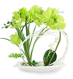 Orchid Artificial Flowers Arrangement盆栽Miniascapeホーム装飾シミュレーション花 グリーン CC0619H1