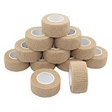 STpro 自己スティック包帯ラテックス 12巻 2.5CM x 4.5M ストレッチスポーツラップ (12卷, 肌色)