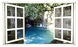 24 Window Scape Instant View Hidden Waterfall Cove 1 Wall Decal Graphic Sticker Mural Home Kids Game