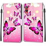 KENHONER Rakuten hand 5g ケース 対応 楽天ハンド 5g ケース 手帳型 耐衝撃 カード収納 hand5g カバー 携帯 ケース スタンド機能 rakuten hand 5g 手帳型ケース 薄型 マグネット カバースマホケース 楽天hand 4G / 5G 全適用 カバー 柔らかいTPU レザー スマホ 財布型 rakuten hand 5g カバー ピンクの蝶