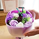 BIO ローズブーケ フレグランスソープフラワー ローズ13輪 定番商品 クリアバック・ギフトボックス付 お祝い 記念日 お見舞い バレンタインデー ホワイトデー 母の日 (パープル)