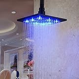 Hiendure® Oil Rubbed Bronze Stainless Steel 8 Inch Square Shower Head with LED [並行輸入品]