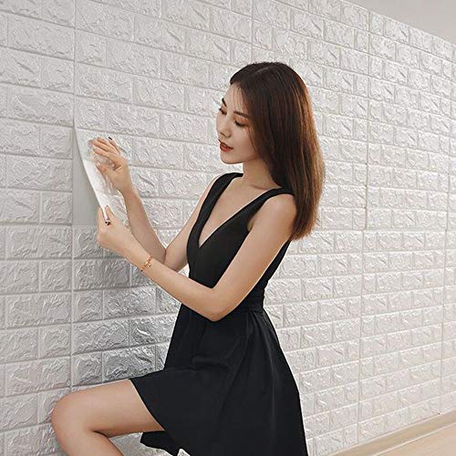 Mua Ksmsem 10枚 3d 壁紙 レンガ 防音シート 防水 壁紙 断熱 Diyクッション シール シート立体 壁用 壁紙 はがせる タイルシール ウォールステッカー 北欧 白 壁用 タイル 77cm 70cm Tren Amazon Nhật Chinh Hang Fado