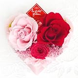 ローズハート プリザーブドフラワー 香るお花 バラ3輪 あじさい クリアケース付 誕生日 クリスマス ギフト (ピンク)