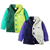 (ネイビー/95cm)ベビー服 男の子 アウター 前開き カーディガン moujonjon ムージョンジョン 裏起毛 中綿 キルト切替 ニットソー バイカラー 男児 ベビー