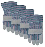 MidWest Gloves and Gear Midwest Gloves and Gear 7731P04-L-AZ-6 Suede Cowhide Work Glove, Large, 4-Pa
