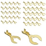 COOLBOTANG クワ型端子 Φ6mmとΦ8mm 50個セット C型端子 クワガタ端子 裸圧着端子 ギボシ端子 電線 0.5～2.0sq アース用端子 ターミナル端子 真鍮 配線 加工 DIY ケーブルラグ 配線加工 汎用 配線コネクター