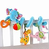 Elephant Design Infant Baby Activity Spiral Bed & Stroller Toy-Bed Rattles Hanging Bell-Crib ToyBlue