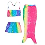 (ビグッド)Bigood 可愛い子供水着 女の子 ガールズ ビキニ セパレート スイムウェア 3点セット 人魚姫変装 写真服 撮影服 人魚コスチューム プール水遊び（虹*120）