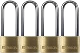 Brinks 161-42401 1-9/16-Inch 40mm Solid Brass Padlock with 2.5-Inch Shackle, 4-Pack by Hampton Produ