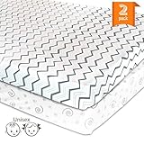 Pack N Play Playard Portable Mini Crib Sheet Set ? 2 Pack Jersey Cotton Fitted Sheets ? Grey/White U