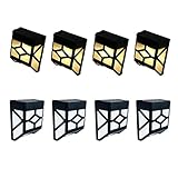 Perfk 8セット　ソーラーライト　壁掛け　LED太陽光発電ライト　階段ライト　高輝度　屋外 玄関 ガーデン 通路 車道　省エネ　取り付け簡単　暖白/白色 - 4ｘ暖白＋白色ｘ4