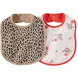 カーターズ carter's お食事エプロン2枚セット 女の子用豹柄xレッド花柄大判スタイ2枚セット [並行輸入品]