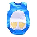 Karchi ベビー服 男女兼用 ロンパース 可愛い　半袖 漫画 動物柄　コットン100% カバーオール　春夏服 誕生日　お出かけ　パーティー ０－２４ヶ月設定　全5色 (59, ブルー)