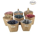 she-love 4 pcs Miniリネンコットン壁ドアHangingストレージバッグバスケットスモールデスクトップストレージ(ランダムカラー)