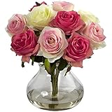 Nearly Natural 1367-AP Rose Arrangement with Vase, Assorted Pastels by Nearly Natural