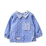 Alec&Yule(アレックスユール) ロングスリーブ スモック 防水 お食事 エプロン 防水 ライス服 コート(サイズ80 - ブルー)