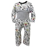 Disney ディズニー ベビー服 ミッキーマウス 長袖 腹巻付きパジャマ 総柄 裏起毛 90cm