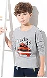 boys' t-shirt long sleeve cartoon print (120, grey)