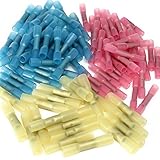Bestgle 125 Pcs Waterproof BHT Insulated Butt Heat Shrink Wire Terminal Connectors Kit 10-22AWG Crim