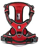cocomall 犬用ハーネス 犬用胴輪 ドッグ ペット用品 ハーネス 3M反射材料 訓練 ナイロン製 小型犬、中型犬、大型犬に向け 通気性 調節可能 (S, レッド)