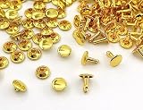 1「両9長」 100組入 両面カシメ 頭9mm 足9mm カシメ 9mm カシメセット 革細工金具 かしめ カシメ金具 レザークラフト 留め具 頭径9mm 足9mm(長),ゴールド