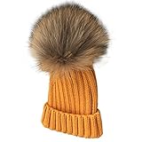 Bonice ニット帽子 ニットキャップ ケーブルニット ポンポン付き 軽量 伸縮性ある 編み模様 秋冬 ハット 子供用 防風 防寒対策 ギフトに最適 お出かけ お散歩 赤ずきん フりーサイズ シンプ