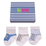 Minene Baby Infant Toddler Kids Gift Set of 3 Boys Sneaker Socks (0 to 6 Months) by Minene