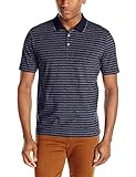 John Henry Men's Short Sleeve Heathered Stripe Polo Shirt Mood Indigo Medium [並行輸入品]