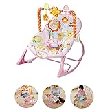 ベビースイング - 多機能電動ベビーバウンサー - 新生児用音楽/振動ボックス/おもちゃで調節可能なリクライニングチェア0-36ヶ月,Pink