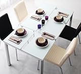 ガラスデザインダイニング【De modera】ディ・モデラ/5点セット(テーブル150+チェア4脚) (ミックス)