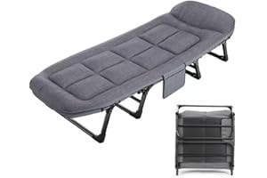 AKFJP 折り畳みベッド アウトドア用折りたたみベッド 簡易ベッド 収納便利 静音 軽量 室内外兼用 アウトドア 6段階調節 寝心地良い 昼寝 小物収納 170*55*30cm