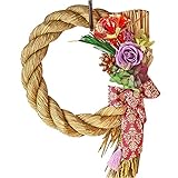 Azurosa（アズローザ） プリザーブドフラワー ギフト リース 枯れない花 お正月 飾り しめ縄 稲穂付き 特大 ナチュラルラベンダー