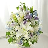 BunBunBee 旬のおまかせアレンジ「ホワイト＆ブルー～リリー～L」