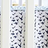 Oliver B Navy Doves Cotton Crib Sheet With Piping, White by Oliver B