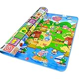 二重クロールマット ベビー プレイマット 知育 防水　ピクニックマット フロアマット アルファベット ベビークロールマット キッズマット 遊びマット 知育マット 出産祝い プレイマット　字母/ファーム