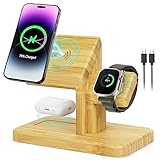 3イン1 ワイヤレス充電ステーション Appleデバイス用 CAIROCK 高速 20W 磁気竹充電器スタンドドック iPhone 15/14/13/12 Pro/Max/Plus用 Apple Watch 8/7/6/5/4/3/2/SE Airpods Pro/2/3用