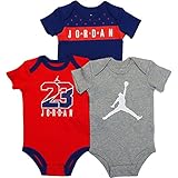 NIKE(ナイキ)エア・ジョーダン 青x赤xグレーAIR JORDAN23ジャンプマン半袖ボディスーツ3枚セット (3-6months（身長約65-70cm）) [並行輸入品]