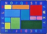 Joy Carpets Kid Essentials Early Childhood Building Blocks Rug, Multicolored, 5'4 x 7'8 by Joy Carpe