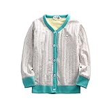 PANCY 子供服 秋冬 防寒綿服 長袖ジャケット 裏起毛カーディガン 男の子 女の子(150cm,ライトグレー)