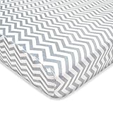 TL Care Heavenly Soft Chenille Fitted Pack 'n Play Playard Sheet, Gray Zigzag by TL Care