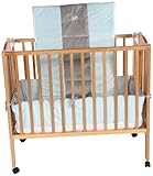 刺繍ミニベビーベッド/ポート-ベビーベッド寝具セット、ブルーとベビードール寝具コージーカルーセルMinky