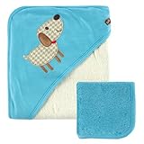 Hudson Baby Rayon from Bamboo Hooded Bath Towel and Washcloth, Blue Dog by Hudson Baby [並行輸入品]
