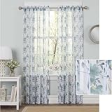 Better Homes and Gardens水彩Mums薄手カーテンパネル、ティール、52 " x 63 "