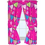 Shopkins Microfiber Window Panels Curtains Drapes Pink Flag Style 42" x 63" [並行輸入品]