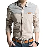[スミドレン] シャツ メンズ カジュアル デニム 長袖 おしゃれ 男性 男 Yシャツ ワイシャツ デザイン 上着 大きいサイズ ポロ 長袖ｙシャツ しシャツ カラーシャツ ブルー ホワイトシャツ 半袖 ポリエステル 袖シャツ 作業シャツ チェック プリント シャツジーンズ ビジネスyシャツ メタル 首元 上下 (XLカーキ)