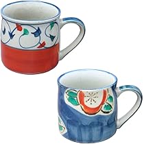 陶器製カップ2個セット Amazon.co.jp: 暮らしの彩り 美濃焼 ゆとりマグ 2柄セット 赤 青