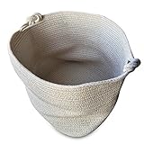 Magic Solutions Large Cotton Rope Storage Basket 15 by 15 by 13 inches for Toy Storage (White Gold) 